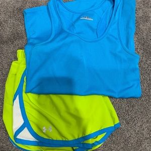 Under Armour running shorts and tank top